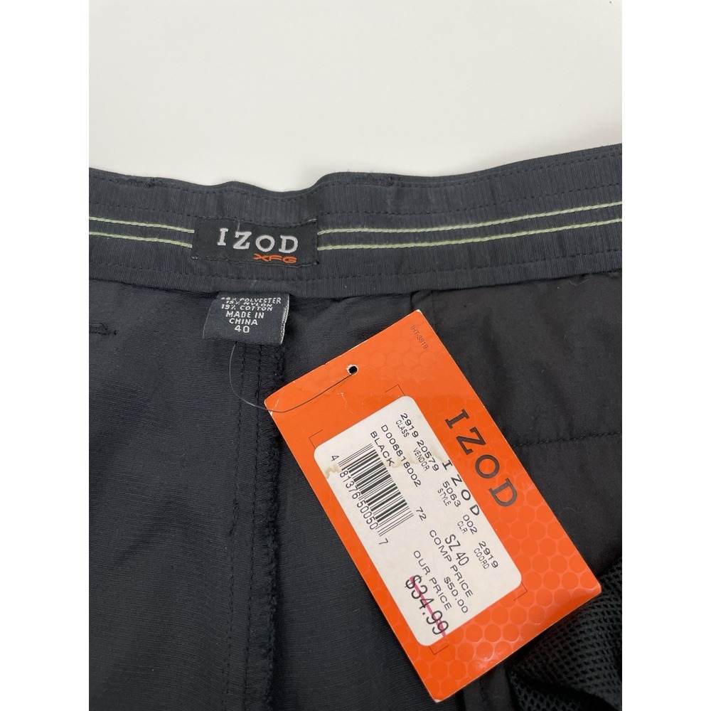 New IZOD XFG Golf Shorts Mens Classic Fit Black Flat Frnt Style5063 Size 40 NWT - Picture 10 of 16